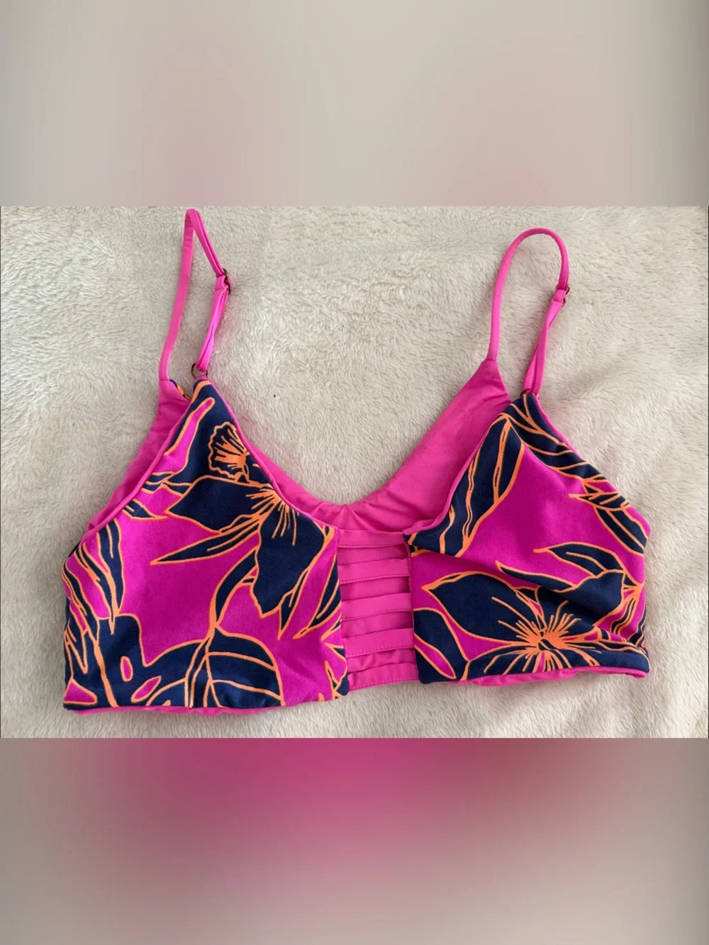 Women Hot Pink Floral Swimsuit top soft and fitting